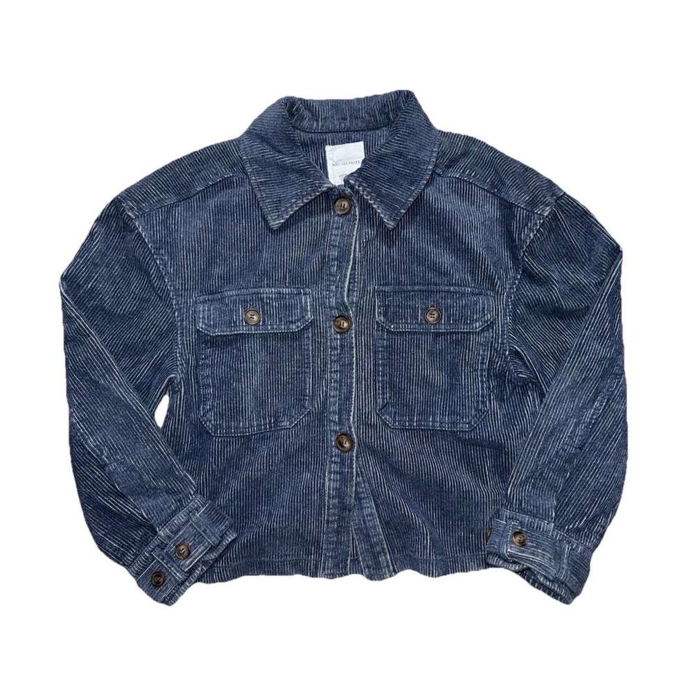 Avec Les Filles Size Small Blue Corduroy Oversized Jacket Button Up Slouchy Fit